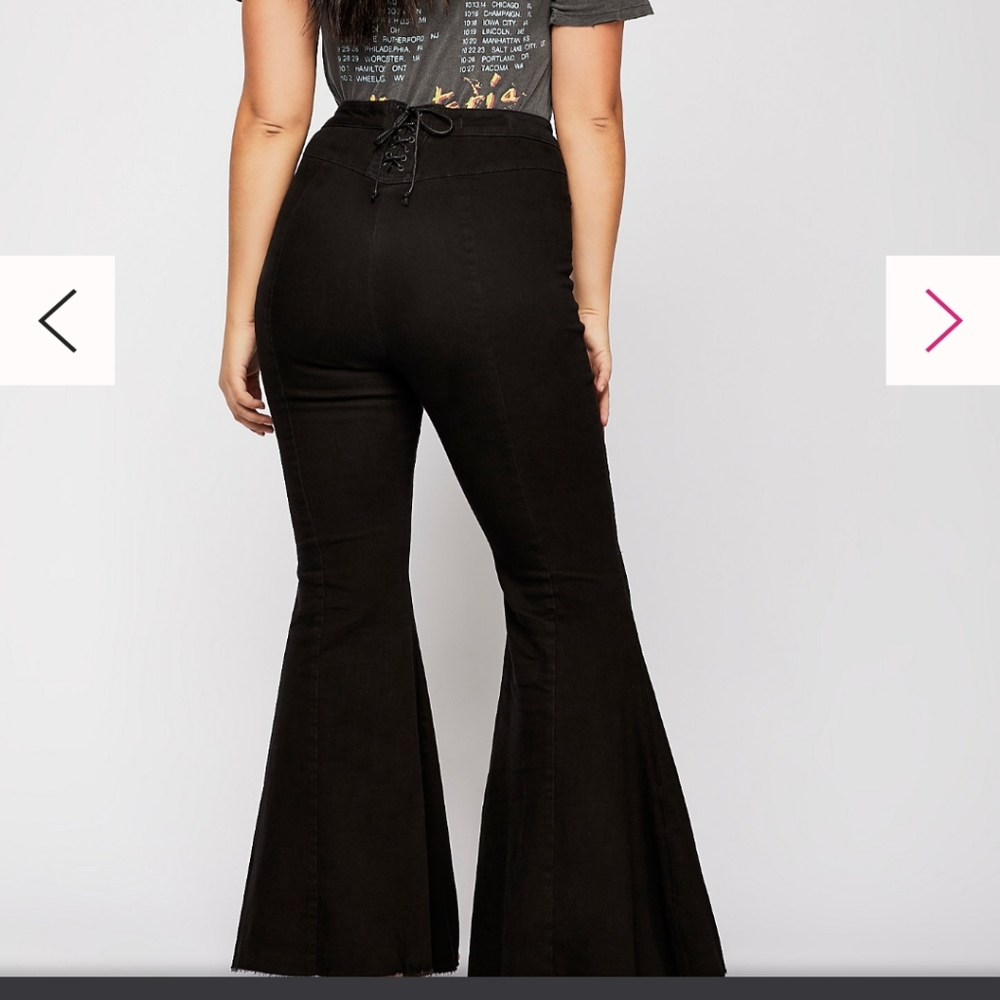 CRVY Super High-Rise Lace-Up Flare Jeans Pants